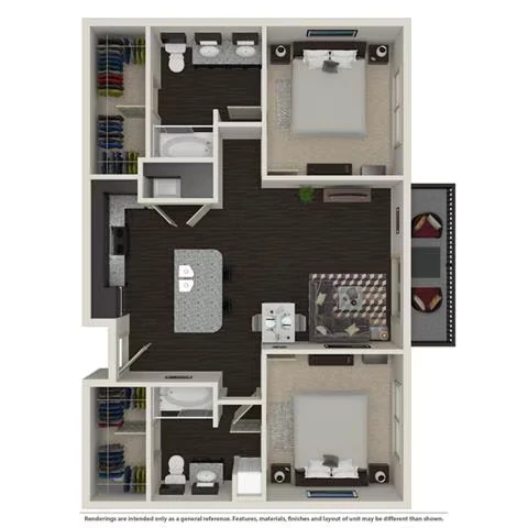 2 Bed 2 Bath 5101 floor plan
